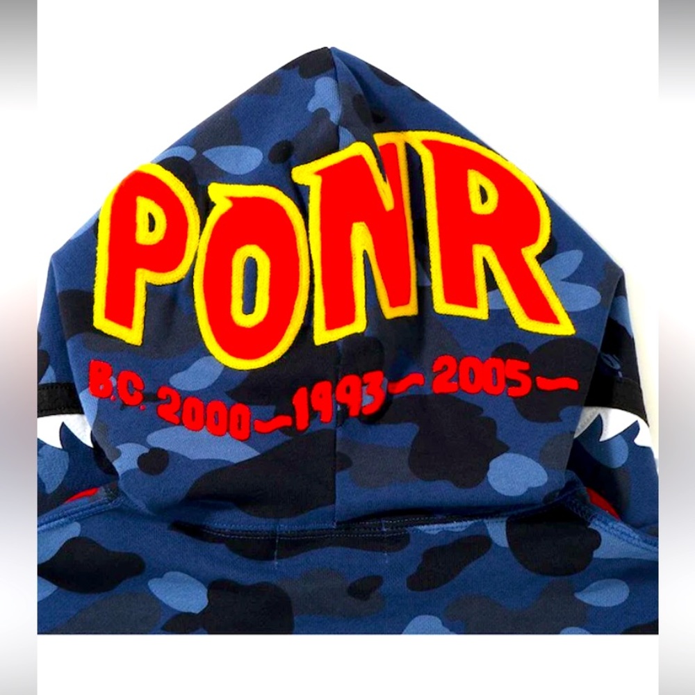 Large/Blue Bape Color Camo 2nd Shark Full Zip Hoodie